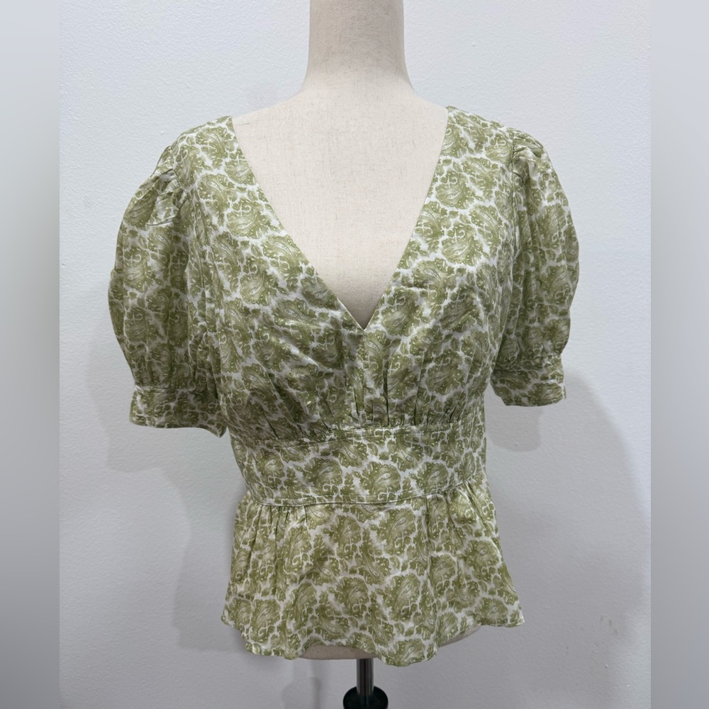 J. Crew Olive Patterned Blouse